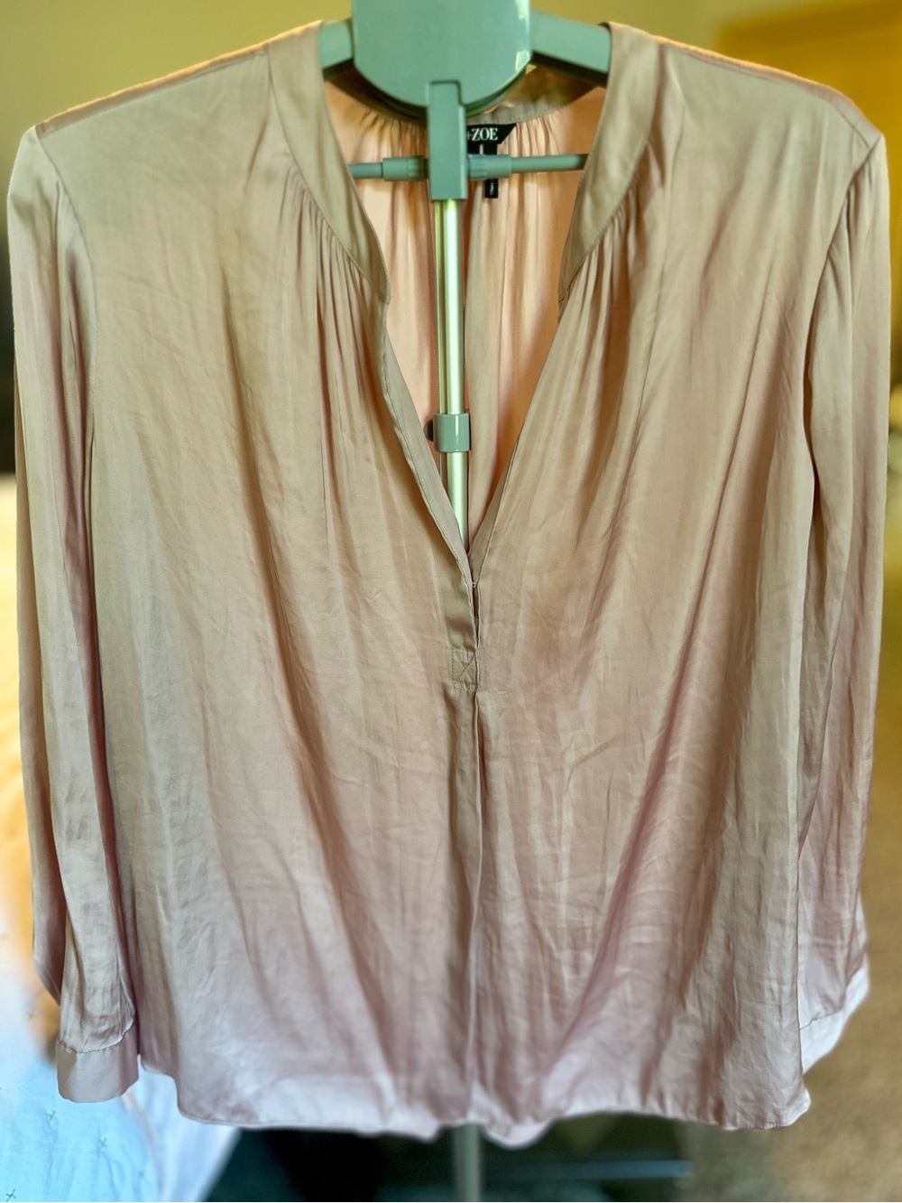 Nic & Zoe Rose Pink Satin Button Front Blouse 1X - Picture 11 of 12
